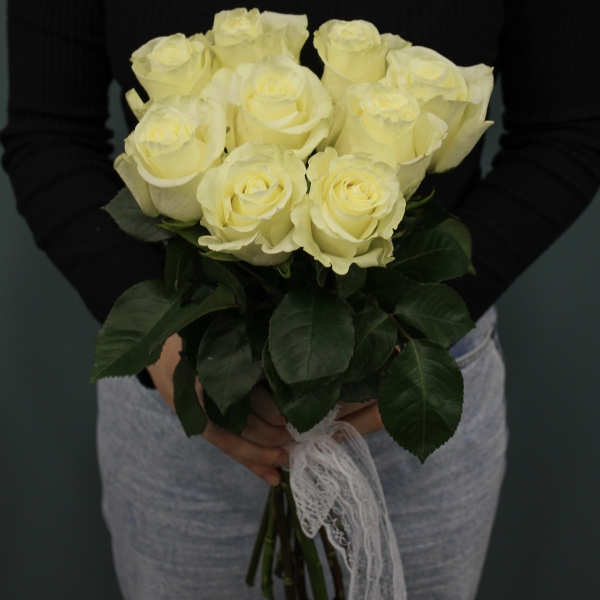 9 белых роз Эквадор