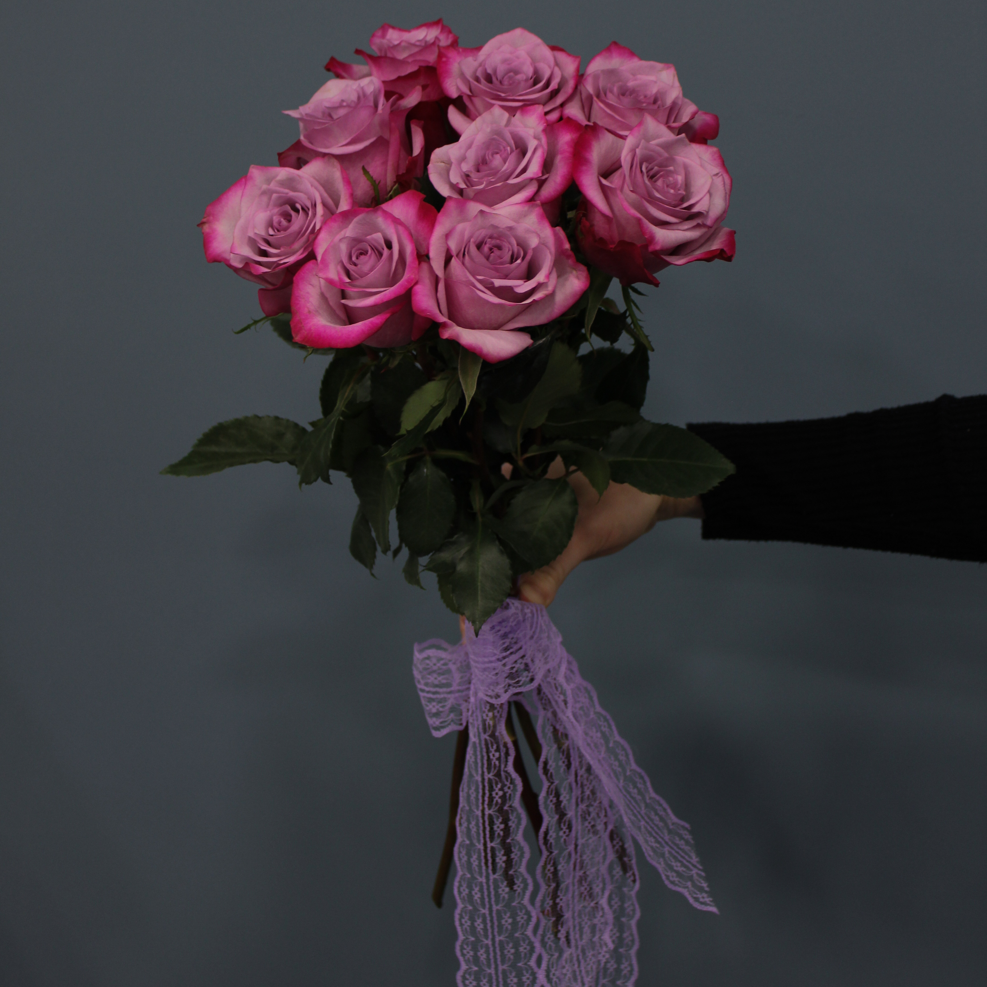 9 фиолетовых роз Эквадор