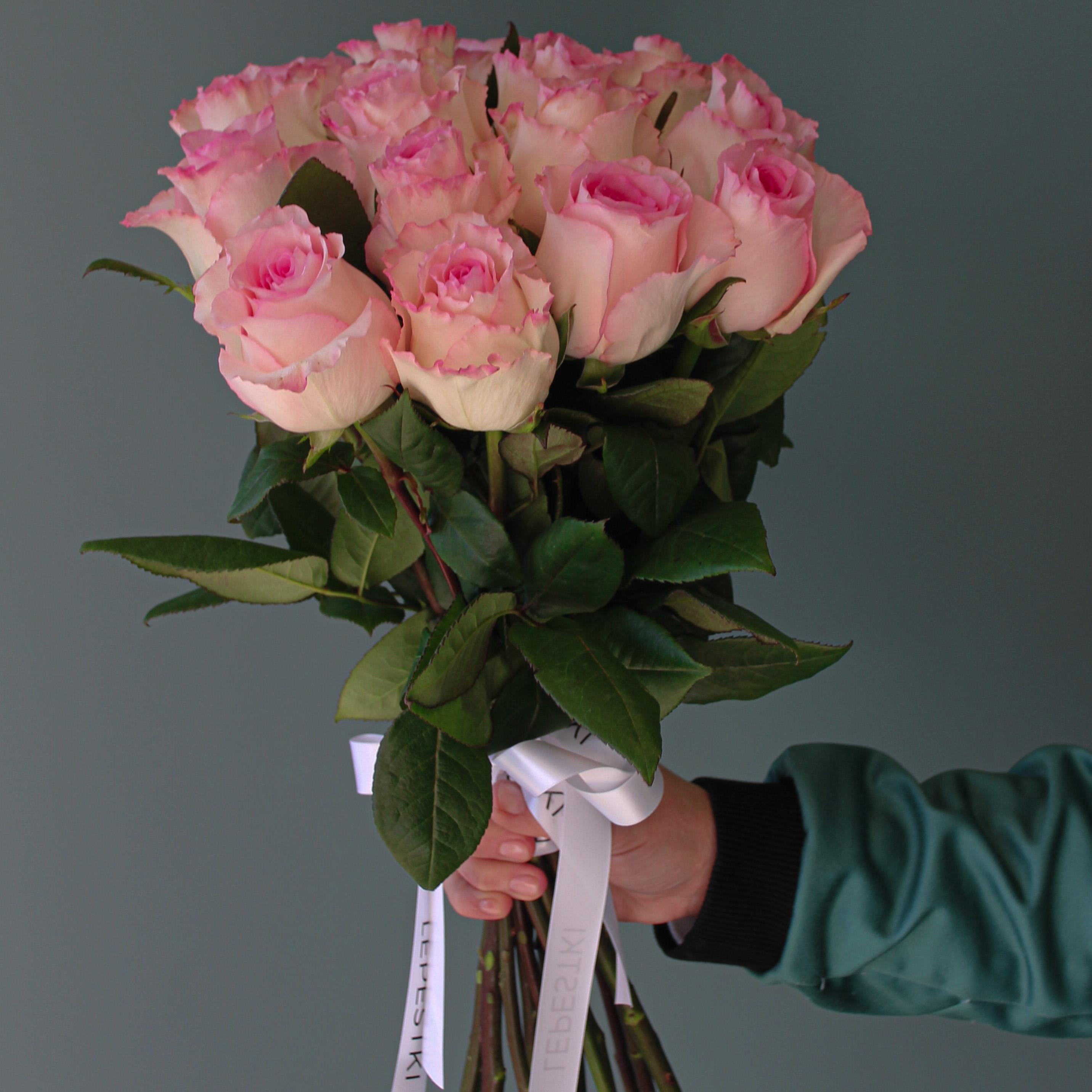 15 бело-розовых роз Эквадор